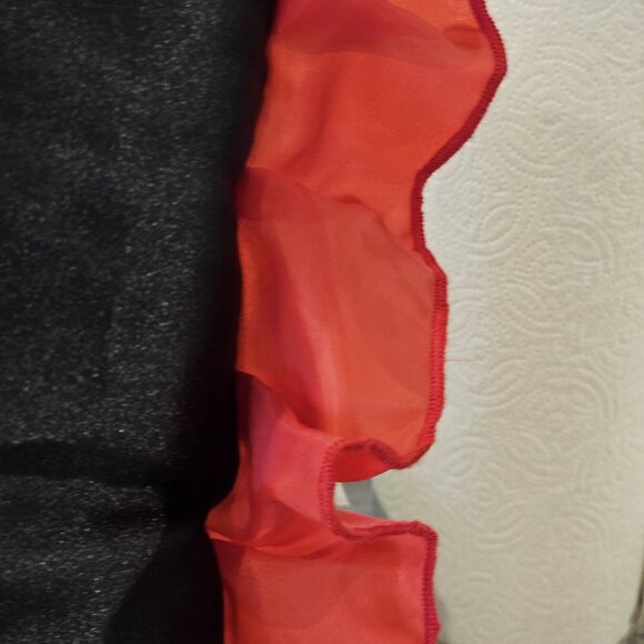 VTG Cardinal Decorative Pillow Satin Black Red Embroidered Lace Trim Floral‎ 20" - Picture 3 of 9